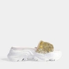 N°21 N21 | Billy Exaggerated Sole Sequined Slides in Gold Paillettes and White Calfskin