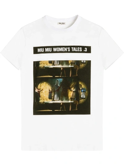 Miu Miu Tales Jersey T-shirt In White