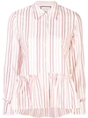 ALEXIS ALEXIS STRIPED PEPLUM SHIRT - 白色