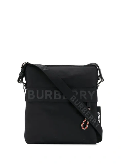 Burberry Men's Neo-nylon Logo-web Crossbody Bag In Black