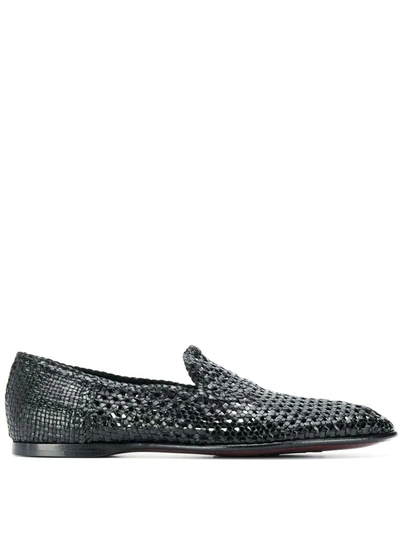 Dolce & Gabbana Hand-woven Slippers In Black