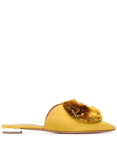 Aquazzura Crystal Lotus 45 Mules In Yellow