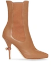 BURBERRY LEATHER PEEP-TOE ANKLE BOOTS