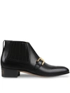 GUCCI WOMEN'S LEATHER ANKLE BOOT WITH G BROGUE