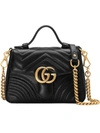GUCCI BLACK MARMONT MINI QUILTED LEATHER SHOULDER BAG