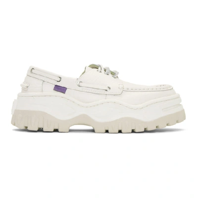 Eytys Mykonos Exaggerated-sole Leather Deck Shoes In White