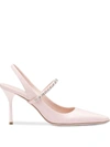 Miu Miu Patent Leather Slingbacks In Light Pink