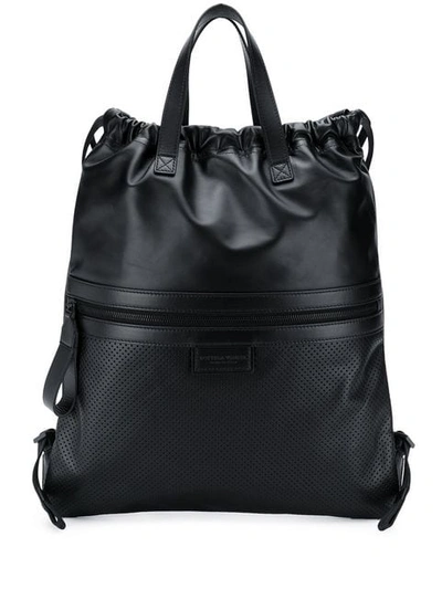Bottega Veneta Flat Tote Backpack In Black
