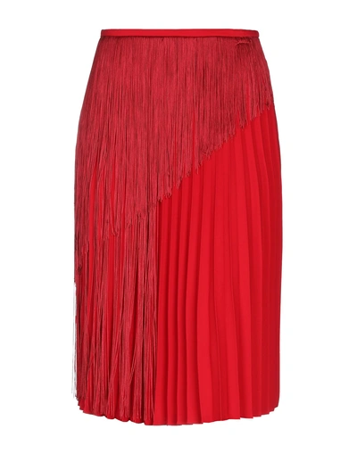 Marco De Vincenzo Fringed Pleated Cady Midi Skirt In Red