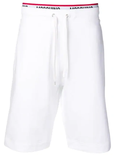 Moschino Logo Stripe Track Trousers In White