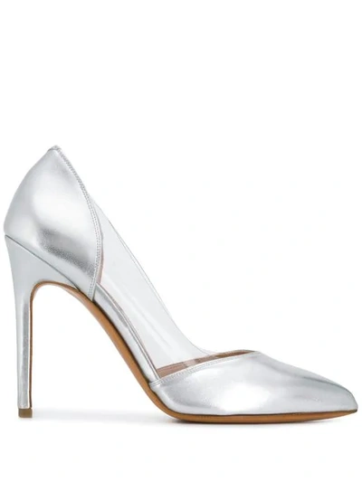 Albano Metallic Pointed Pumps In Silver