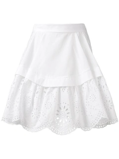 Alexander Mcqueen Broderie Anglaise Layer Skirt In White