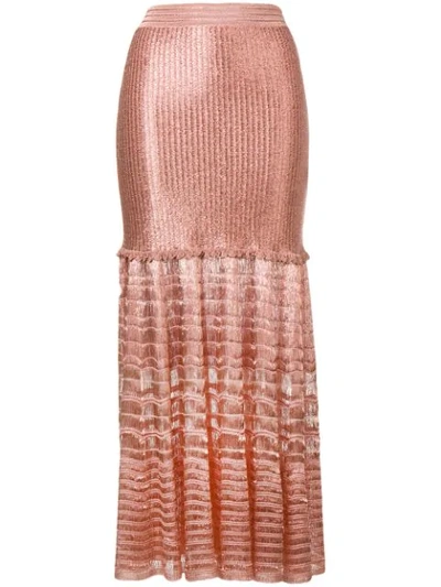 Alexander Mcqueen Knitted Maxi Skirt In Pink