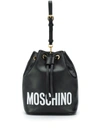 Moschino Print Logo Bucket Bag In Black