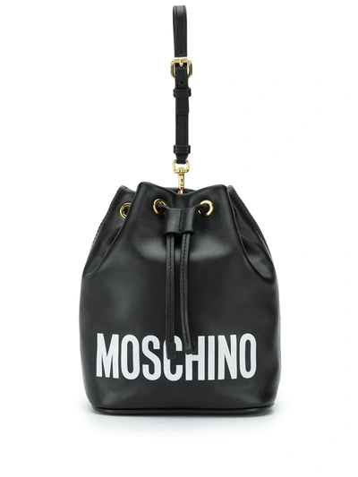 Moschino Print Logo Bucket Bag In Black