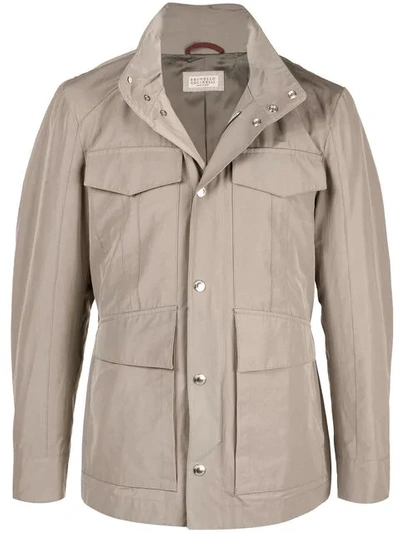 Brunello Cucinelli Pocket Trench Coat In Neutrals