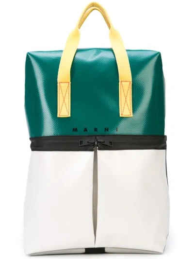 Marni Colour Block Backpack In Green