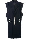 YOHJI YAMAMOTO VINTAGE YOHJI YAMAMOTO PRE-OWNED SLEEVELESS BLAZER DRESS - BLUE