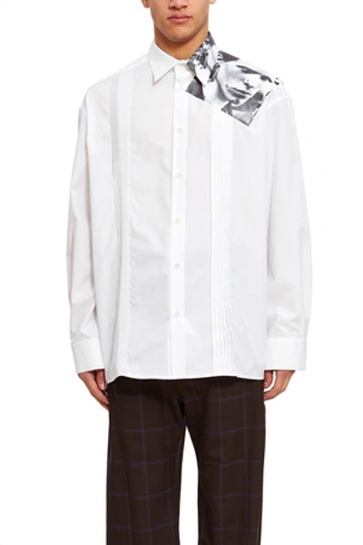 Raf Simons Opening Ceremony Asymmetrical Cropped Shirt In White 