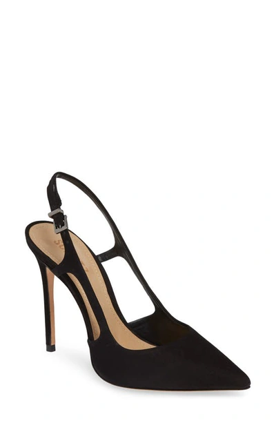 Schutz Boris Slingback Pump In Black Nubuck Leather