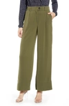 Vero Moda Laura Cropped Wide-leg Pants In Ivy Green