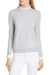 TED BAKER KAYTIIE BRODERIE LACE COLLAR & CUFF SWEATER,WMK-KAYTIIE-WH9W