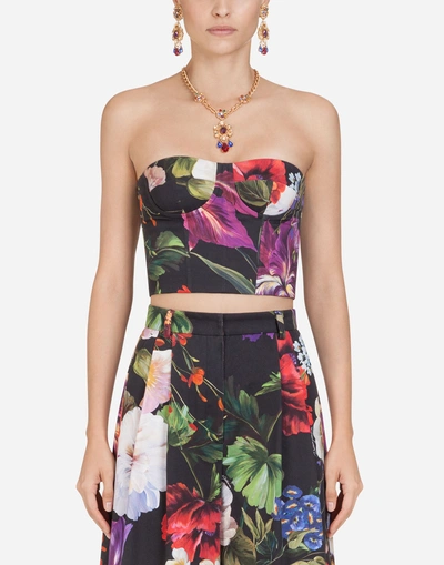 Dolce & Gabbana Floral-print Cotton Bustier In Floral Print