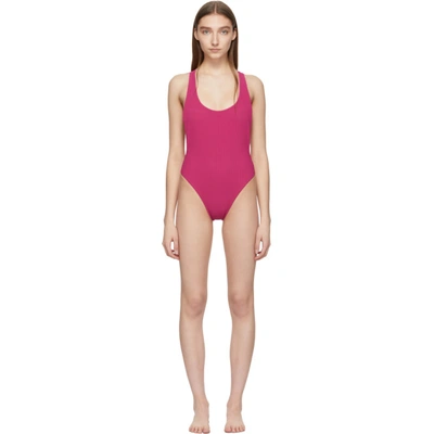 Off-white Cross-strap Back Swimsuit - 粉色 In Fuchsia