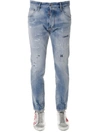 DSQUARED2 LIGHT BLUE COTTON BOOTCUT FADED & TEARED JEANS,10852667