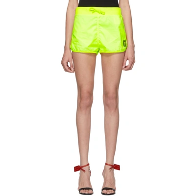 Off-white Mini-length Running Shorts In Fluo Yellow