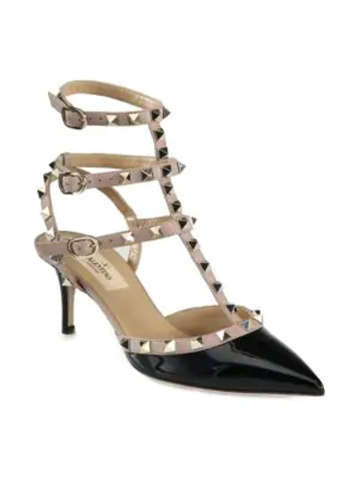 Valentino Garavani Two Tone Leather Rockstud Pumps In Black