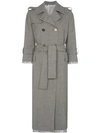 THOM BROWNE THOM BROWNE DOUBLE-BREASTED TRENCH COAT - GREY