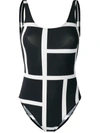 Totême Toteme Geometric Print Swimsuit - Black In Black