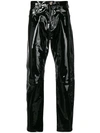 VERSACE EMBELLISHED LEATHER TROUSERS