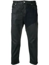 RICK OWENS RICK OWENS PANELLED CROPPED JEANS - 黑色