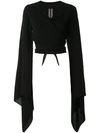 RICK OWENS WRAP FRONT WIDE SLEEVE BLOUSE