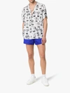 Versace Grecca Waistband Swim Shorts In A86l Blue