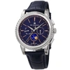 BRUNO MAGLI MENS LIMITED EDITION SWISS MADE MULTIFUNCTION MOONPHASE WATCH WITH ITALIAN LEATHER STRAP BLUE & SILV