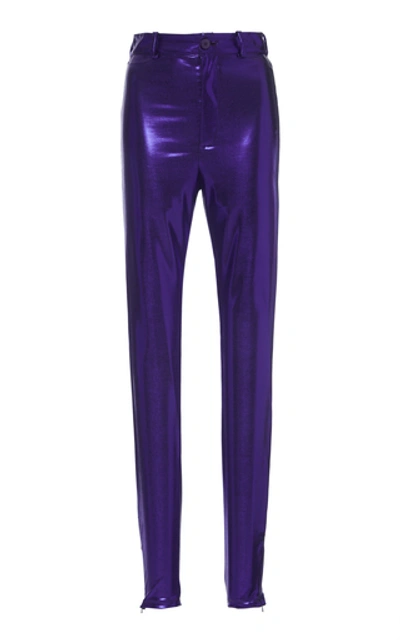 Attico Jersey Lamè Legging Pants In Purple