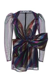 Attico Multicoloued Laminated Tulle Dress With Bow In Multi