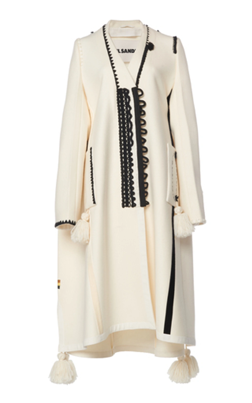 Jil Sander Lusaka V-neck Embroidered Wool Coat In Multi | ModeSens