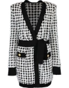 BALMAIN Belted Houndstooth Cardigan