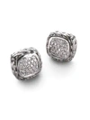 JOHN HARDY WOMEN'S CLASSIC CHAIN DIAMOND & STERLING SILVER SMALL SQUARE STUD EARRINGS,475379827523