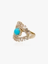 Suzanne Kalan 18k Yellow Gold Evil Eye Fireworks Turquoise And Diamond Ring In Metallic