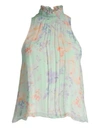 ALICE AND OLIVIA Annmarie Smocked Highneck Floral Tank