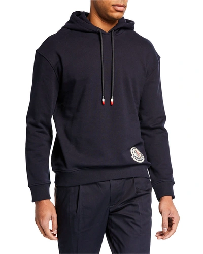 Moncler Genius Men's Pullover Hoodie W/ Logo Patch In Navy