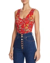 ALICE AND OLIVIA ALICE + OLIVIA ARONA SCOOP-BACK FLORAL BODYSUIT,CC903P63801