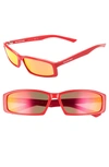 BALENCIAGA 60MM RECTANGLE SUNGLASSES - SHINY SOLID RED/ RED,BB0008S003