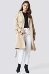 NA-KD Belted Trench Coat Beige