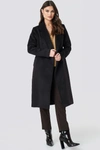 NA-KD Lapel Collar Long Coat Black